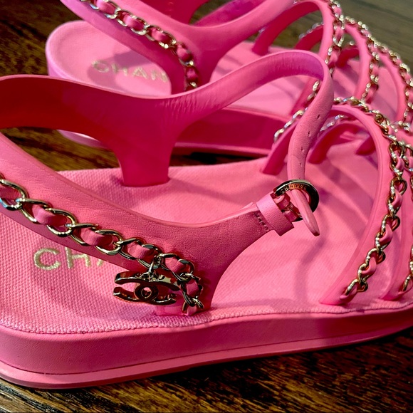 CHANEL Shoes - Chanel gladiator dad sandals pink sz 39 never worn! 100% authentic
